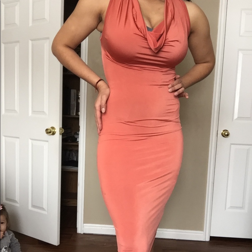 Sexy orange/pink sleeveless dress